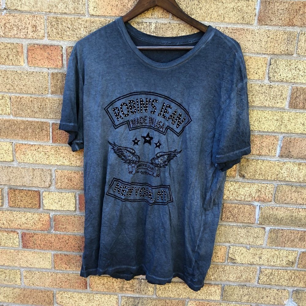 Vintage Robin's Jeans Studded T Shirt XXL